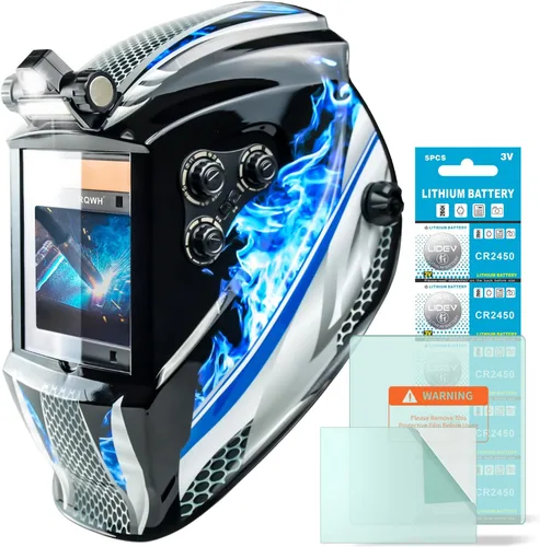 Miniatura 10 de TRQWH Welding Helmet Auto Darkening Large Viewing True Color Solar Powered Welding Mask with 4 Arc Sensor Adjustable Wide Shade Range 4~5-8/9-13