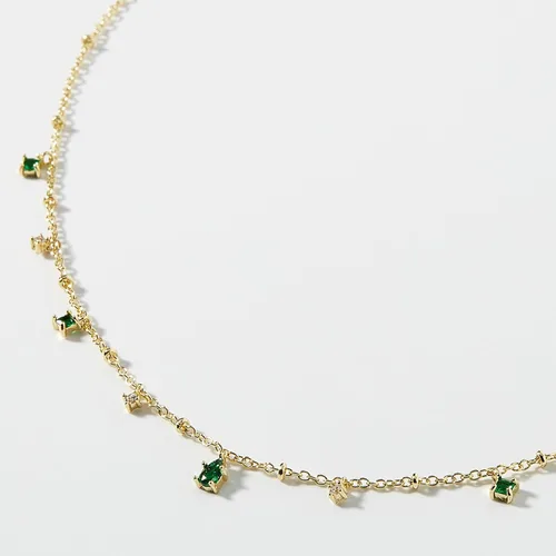 Miniatura 5 de Delicado collar de oro para mujer, chapado en oro con circonita cúbica gota satélite collar de cadena para mujer
