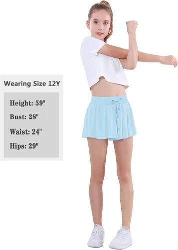 Miniatura 5 de EXARUS Pantalones cortos de mariposa para niñas, falda pantalón de baile fluido, falda atlética para animar a adolescentes, para tenis, preppy