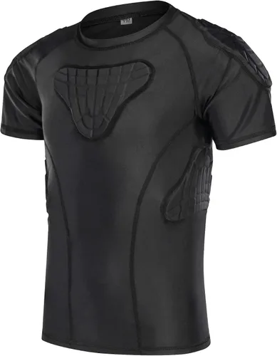 Padded Shirt Youth Boys Padded Compression Sports Protective T-Shirt Kids Rib Chest Guard for Football Baseball Basketball
