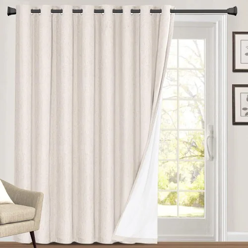 Miniatura 59 de Primitive - Cortinas opacas 100 % de lino texturizado natural para dormitorio, sala de estar, cortinas para ahorra energía, tela de arpillera