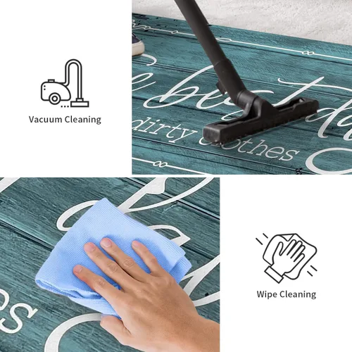 Miniatura 7 de KOZYFLY Alfombra de Corredor para Lavandería de 20"x60", Alfombras Antideslizantes para Cocina, Lavable, Alfombra de Lavandería Impermeable, Cian-01