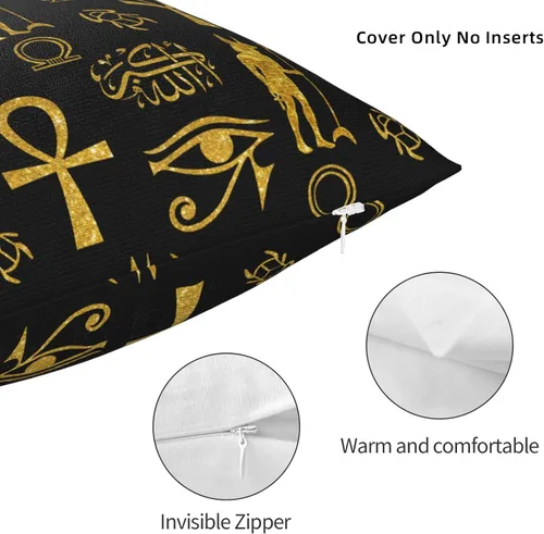 Miniatura 5 de Funda de almohada cuadrada de 12 x 12 pulgadas, diseño de cruz de Ankh de Ankh, dorada, Allahu Akbar, funda de cojín cuadrada decorativa