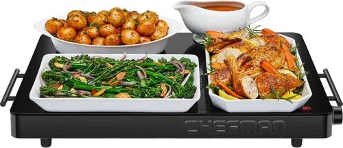 Chefman Bandeja de calentamiento eléctrica con control de temperatura ajustable, perfecta para bufés, restaurantes, fiestas, eventos y cenas en