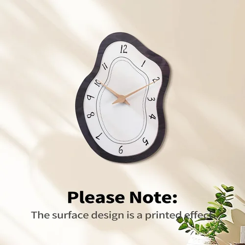 Miniatura 8 de Reloj de pared retro de mediados de siglo con forma irregular, silencioso sin tictac, funciona con pilas, 14 x 10 pulgadas, reloj de arte vintage