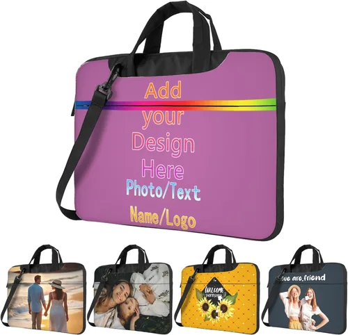 Funda personalizada para laptop personalizada, añade tu foto, texto, maletines para portátil Púrpura2