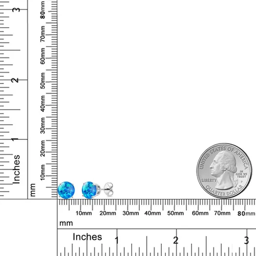 Miniatura 95 de Gem Stone King Aretes de plata de ley 925 con piedra natal redonda de 0.276 in para mujer