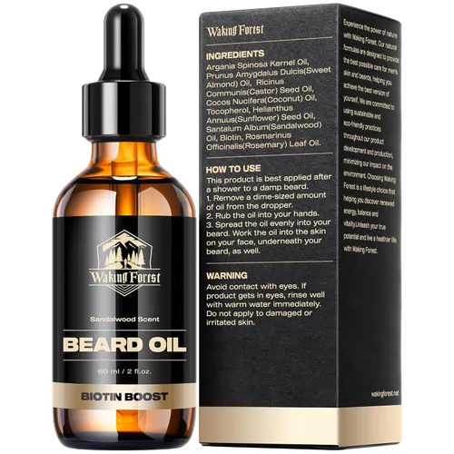 Miniatura 8 de Aceite para el crecimiento de la barba Waking Forest - Aceite de sándalo con biotina y vitamina E, romero y ricino para barbas más gruesas, suaves