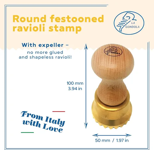 Miniatura 2 de La Gondola Sello casero para ravioles – redondo festonado de 1.97 pulgadas Herramienta para hacer pasta italiana para el hogar y los negocios