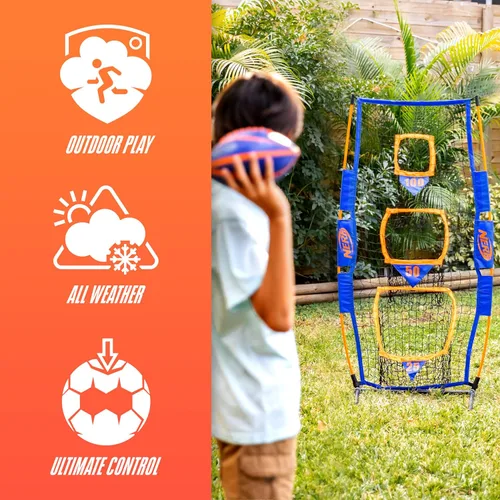 Miniatura 4 de NERF Pro Pass - Red de lanzamiento de fútbol para niños, juego de fútbol para niños, red de objetivo de 5 x 2 pies con estacas de tierra + (1)