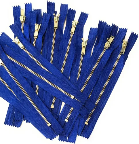 Miniatura 14 de 10 cremalleras de dientes de metal dorado de latón (7 pulgadas, Natura/Beige)