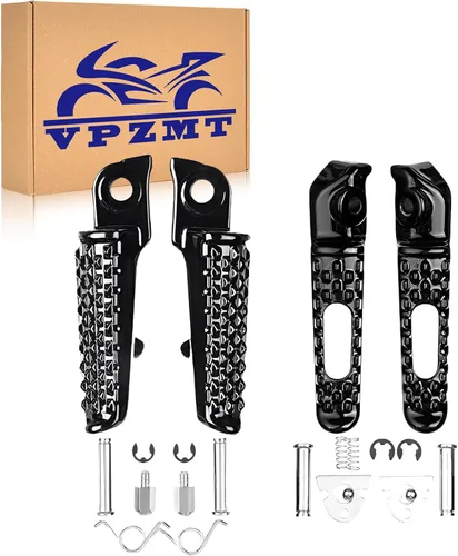 Pedales de reposapiés delanteros y traseros para Honda CBR1000RR 2004-2014, CBR600RR 2003-2023, CB1000R 2008-2014 modelos (delantero+trasero-negro)