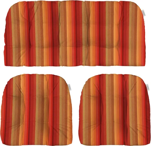 Miniatura 100 de RSH DECOR: Sunbrella 3-Piece Tufted Wicker Cushion Set 44" x 22" & 22" x 22" Outdoor Loveseat & U-Shaped Seat Cushions Crafted with