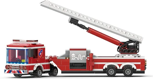 Miniatura 2 de Apostrophe Games Juego de bloques de construcción de camión de bomberos, 294 piezas, bloques de construcción de bomberos (escalera extendida)