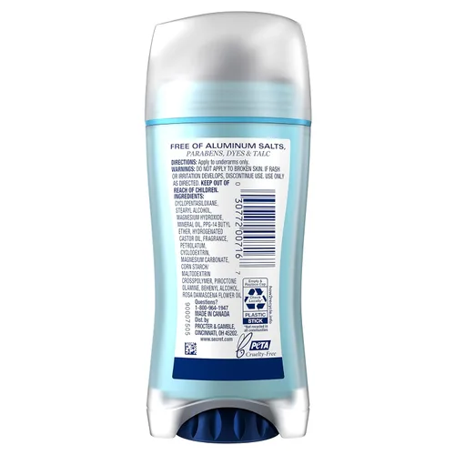 Miniatura 10 de Desodorante Secret sin aluminio para mujeres, protección contra olores de 48 horas, libre de parabenos, colorantes, talco y bicarbonato de sodio