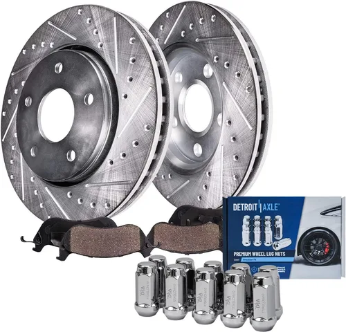 Miniatura 55 de Detroit Axle - Kit de freno delantero para Ford Explorer Mercury Mountaineer 2002-2005 Bujes de rodamiento de rueda perforados y ranurados rotores