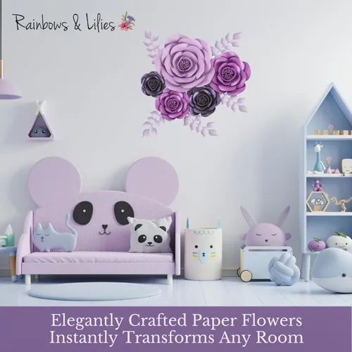 Miniatura 12 de Rainbows & Lilies 10 flores de papel grandes para decoración de pared, rosas artificiales 3D para bodas, fiestas de novia, baby shower, decoración
