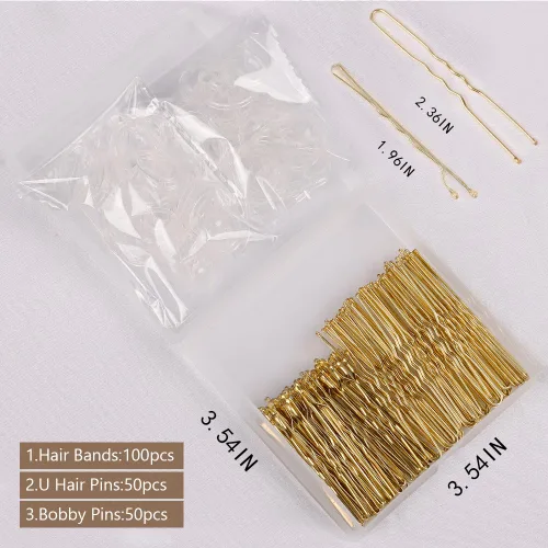 Miniatura 2 de 200 horquillas para el cabello en forma de U con caja de almacenamiento (2.36 pulgadas, 2 pulgadas), horquillas para moños para mujeres, niños