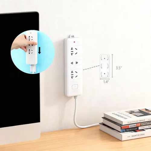 Miniatura 7 de Clips organizadores de cables de cable, paquete de 4 soportes de cable de carga con soporte para regleta de alimentación para escritorio, mesita