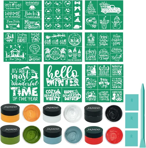 Miniatura 9 de JAJADO JAAJDO - Plantillas de pantalla de seda para árbol de Navidad, adornos de campanas de Navidad, plantillas de serigrafía para decoraciones