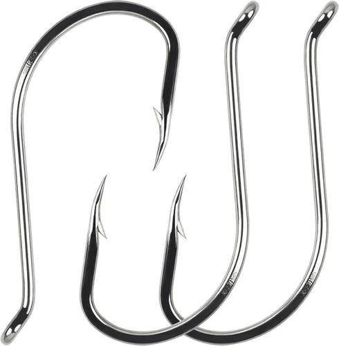 Ganchos de pesca de pulpo, 100 piezas de ganchos circulares desplazados de acero de alto carbono, ganchos de bagre de agua dulce y salada, aparejos