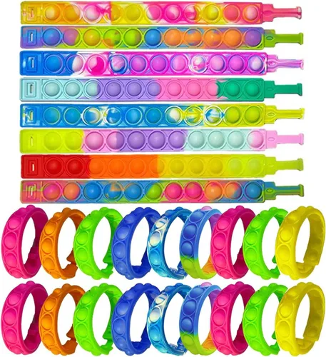 Miniatura 9 de 300 pulseras de juguete para ansiedad, pulseras sensoriales de burbujas emergentes, juguetes sensoriales para aliviar el estrés, pulsera de silicona