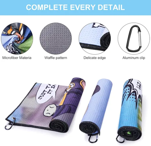 Miniatura 2 de Toalla de golf DUNGGLE 3 piezas, divertido juego de limpieza de palos de golf para bolsas de golf con clip, divertidos regalos para fanáticos