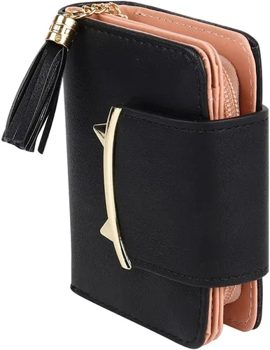 Miniatura 5 de heysun Mujer adorable pequeño cartera Orejas de gato cartera Dinero Clip Tarjeta de diseñador caso, negro