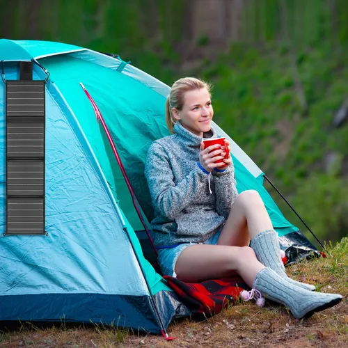 Miniatura 7 de Paneles solares portátiles de 20 W, panel solar plegable con tipo C y USB A para camping, mochilero, viajes, carga rápida, IP65 para iPhone, iPad