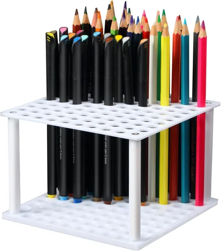 Miniatura 9 de Outus Soporte para pinceles de 96 agujeros, soporte para pinceles acrílicos, organizador de escritorio, soporte para lápices, pinceles de pintura