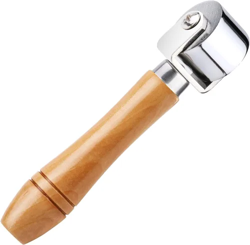 Miniatura 11 de Mnuizu Rodillo de cuero de 1.024 in + 2.362 in, rodillo de cuero con mango de madera, rodillo de costura para cuero, arrugador de borde de cuero