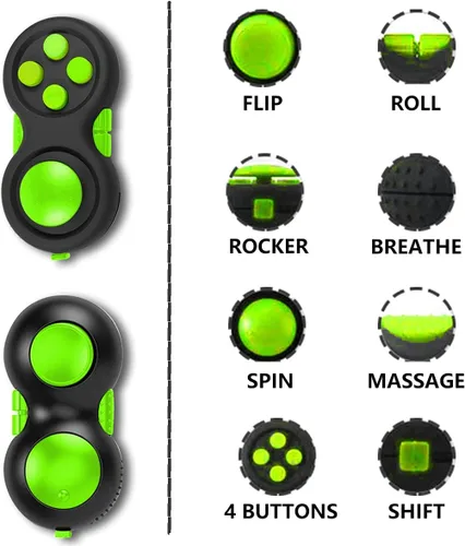 Miniatura 3 de Mini Fidget botón controlador pad juguetes para niños adultos con ansiedad y autismo (negro y verde)