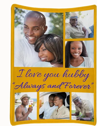 Miniatura 30 de Manta personalizada para parejas con collage de fotos, manta personalizada para parejas, súper suave y acogedora para regalos del día de San