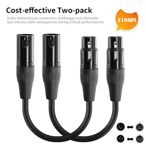 Miniatura 6 de Paquete de 2 cables adaptadores XLR profesionales de 3 pines macho a DMX de 5 pines hembra de 12 pulgadas para control de iluminación, micrófonos