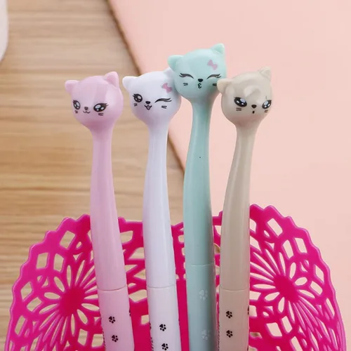 Miniatura 4 de Bolígrafos de gel de gatos lindos, juego de bolígrafos kawaii divertidos, bolígrafos de tinta negra de animales para niños, suministros de oficina