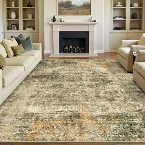 Miniatura 149 de PureCozy Alfombra de área beige de 2 x 3 pulgadas, lavable, vintage, pequeña, para entrada, cocina, suave, retro, floral, de pelo bajo, tapete