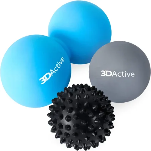 3DActive Juego de 3 bolas de masaje para masaje de tejido profundo, terapia de puntos de activación, movilidad y recuperación muscular, juego de 3