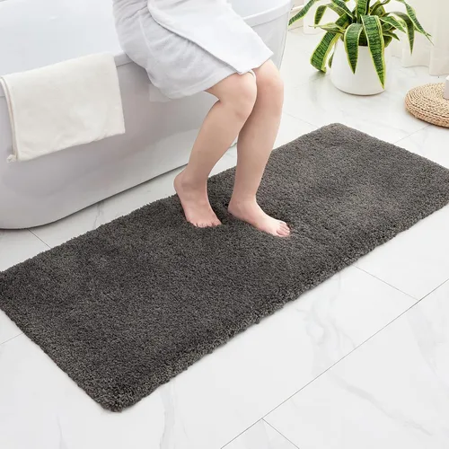 Miniatura 20 de Disolla Alfombras pequeñas para baño 17x24 antideslizante, alfombra de baño blanca esponjosa para el suelo del baño, lavable a máquina, alfombra