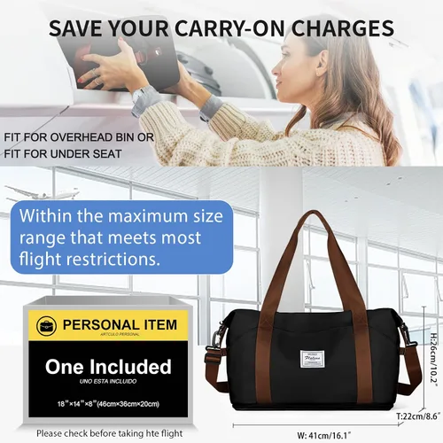 Miniatura 2 de Bolsa de viaje para mujeres y hombres, bolsa de fin de semana, T8-blackbrown