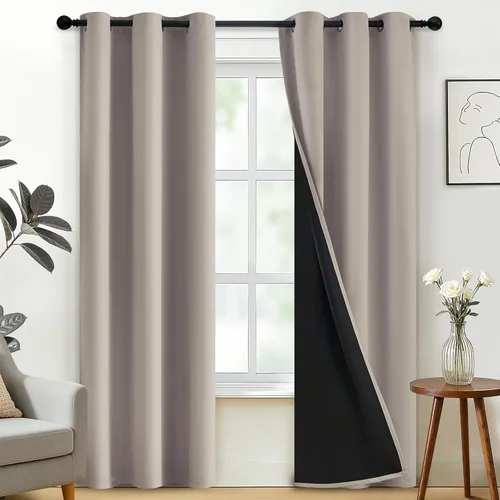 Miniatura 169 de SimpleHome - Cortinas opacas 100% para recámara, cortinas de ventana con ojales beige, con aislamiento térmico, cortinas de oscurecimiento
