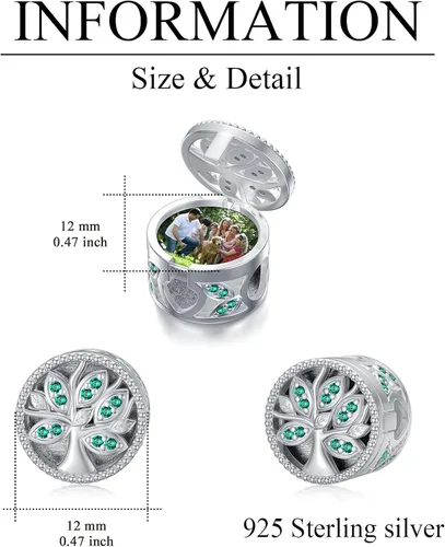 Miniatura 6 de PEIMKO Dijes personalizados de loto girasol margarita mal de ojo cuentas de plata de ley cuentas de foto de flor de serpiente collar de regalo