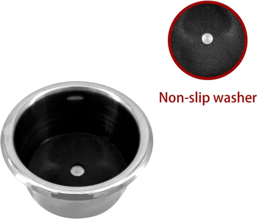 Miniatura 4 de ISURE MARINE 4 portavasos antiderrames de acero inoxidable de 3 pulgadas con arandela antideslizante, soporte para tazas de mesa de póquer