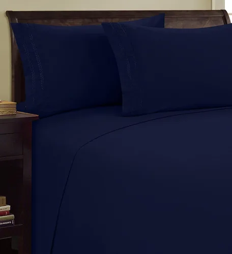 Miniatura 2 de Elegant Comfort 1800 Premier Chain Design - Juego de sábanas de 4 piezas, lujoso, sedoso, suave, resistente a las arrugas y a la decoloración