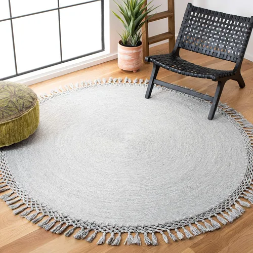 Miniatura 17 de SAFAVIEH Sahara Collection SAH490A - Alfombra de borlas hecha a mano estilo bohemio, redonda de 3 pies, color beige