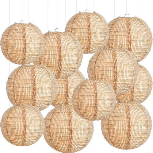 Miniatura 8 de Hortsun 6 linternas de papel de arpillera impresas, faroles redondos de papel chinos, decoración de granja, aula, hogar, dulce aula, fiesta