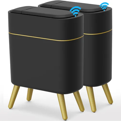 Miniatura 9 de Yatmung - Cubo de basura automático sin contacto moderno y elegante para baño - Papelera estrecha para dormitorio, cuarto de lavado, oficina