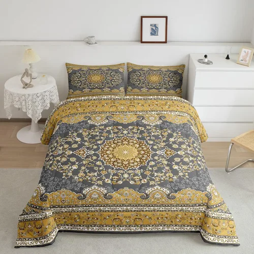 Miniatura 24 de Erosebridal Juego de edredón bohemio individual, juego de ropa de cama exótica bohemio, retro, azul, amarillo, degradado, rojo, floral, bohemio