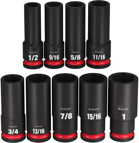 Miniatura 2 de Compatible con Milwaukee 49-66-7022 SHOCKWAVE Juego de llaves de vaso SAE de 6 puntos de 1/2 pulgada - 9 piezas - 2