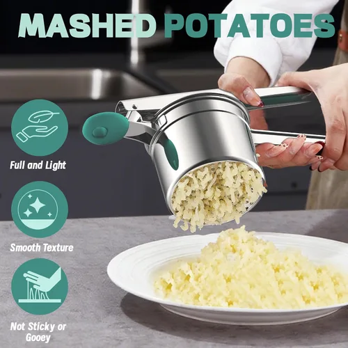 Miniatura 2 de Ricer de papas grande de 15 oz para puré de papas, resistente 18/8 de acero inoxidable para alimentos para bebés y máquina de spaetzle, herramienta
