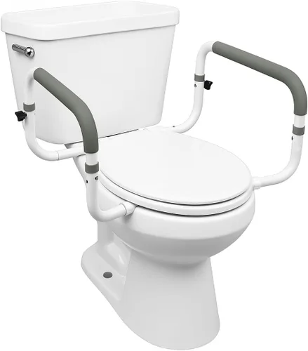 Carex Marco de seguridad para inodoro, rieles de seguridad para inodoro con ancho ajustable, rieles de inodoro para ancianos, discapacitados, equipo